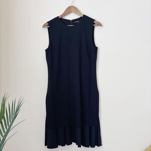 Theory Malkan Black Ruffle Hem Sleeveless Shift Dress Sz 8